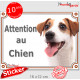 Jack Russell Terrier blanc fauve, disque autocollant "Attention au Chien" Sticker panneau photo adhésif