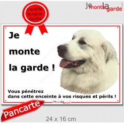 Montagne des Pyrénées, plaque extérieure "Je Monte la Garde, risques périls" 24 cm ECO