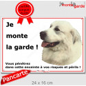Montagne des Pyrénées, plaque extérieure "Je Monte la Garde, risques périls" 24 cm ECO
