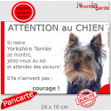 Yorkshire Terrier, plaque portail humour "Attention au Chien, Jetez Vous au Sol" 24 cm JET