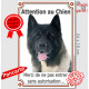 Akita Américain noir et blanc, plaque portail verticale "Attention au Chien, interdit entrer sans autorisation" pancarte photo