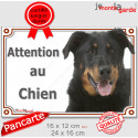 Beauceron noir et feu, plaque extérieure "Attention au Chien" 2 tailles LUX D