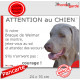 Braque de Weimar, Panneau portail "Attention au Chien Jetez Vous au Sol, attendez secours, courage" marrant drôle plaque photo