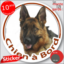 Berger Allemand noir et feu poils courts, disque autocollant rond "Chien à Bord" Sticker adhésif voiture photo