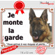 Berger Allemand noir et feu Poils Courts Tête, plaque portail "Je Monte la Garde, risques périls" panneau pancarte photo