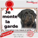 Rottweiler Sombre, plaque extérieure "Je Monte la Garde, risques périls" 2 tailles LUX D