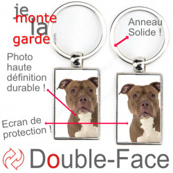 Porte-Clefs Métal, double face photo American Bully Marron