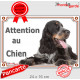 Cocker Anglais Tricolore blanc, noir et feu, plaque portail "Attention au Chien" panneau pancarte affiche photo