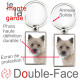 Porte-Clefs métallique double face photo Cairn Terrier fauve sable, idée cadeau porte clés fer acier Cairn beige