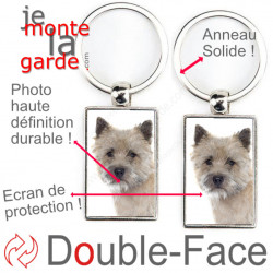 Porte-Clefs métallique double face photo Cairn Terrier fauve sable, idée cadeau porte clés fer acier Cairn beige