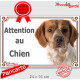 Epagneul Breton blanc et orange Tête, plaque portail extérieur "Attention au Chien" panneau pancarte photo