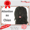 Briard noir, plaque portail "Attention au Chien" 2 tailles LUX D
