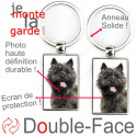 Porte-Clefs Métal, double face photo Cairn Terrier bringé foncé