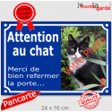 Photo Personnalisable, plaque "Attention au Chat, refermez la porte" 24 cm