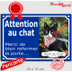 Photo Personnalisable, plaque extérieure "Attention au Chat, merci bien refermez la porte" 