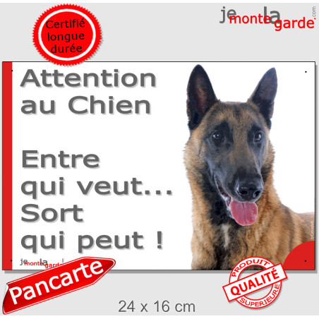 Berger Belge Malinois, plaque humour "Attention au Chien, Entre qui veut, Sort qui Peut" 24 cm EQV Berger Belge Malinois, plaque humour "Attention au Chien, Entre qui veut, Sort qui Peut" 24 cm EQV