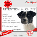 Jack Russell Terrier noir, plaque humour "Attention au Chien, Jetez Vous au Sol" 24 cm JET