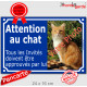 Photo Personnalisable, plaque extérieure bleue "Attention au Chat, tous les invités doivent être approuvés par lui"