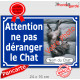 Photo Personnalisable, plaque extérieure bleue "Attentionne pas déranger le chat" pour ne pas le réveiller