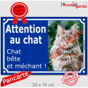 Photo Personnalisable, plaque "Attention au Chat, chat bête et méchant" 24 cm