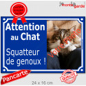Photo Personnalisable, plaque "Attention au Chat, Squatteur de genoux" 24 cm
