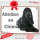 Cocker Anglais Noir, plaque "Attention au Chien" pour portail, pancarte, affiche panneau photo