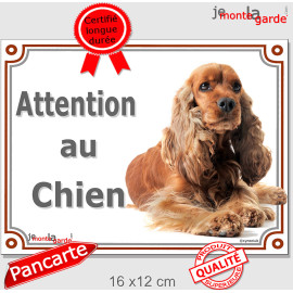Cocker Anglais Golden, plaque portail "Attention au Chien" 2 tailles LUX D
