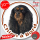 Cavalier King Charles noir et feu Tête, sticker autocollant rond "Chien à Bord" Disque adhésif vitre voiture photo