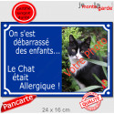 Photo Personnalisable, plaque humour "débarrassé des enfants, Chat allergique" 24 cm