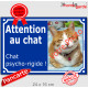 Photo Personnalisable, plaque extérieure bleue "Attention au Chat, Chat Psycho-Rigide !" nevrosé psychotique obsessionnel