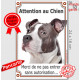 Amstaff Bleu, Plaque Portail verticale "Attention au Chien verticale, pas sans autorisation" photo American Staff