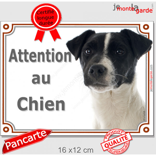 Jack Russell Blanc et Noir, plaque portail portail "Attention au Chien" panneau affiche pancarte photo