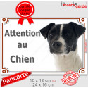 Jack Russell blanc et noir, plaque portail "Attention au Chien" 2 tailles LUX C