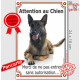 Berger Belge Malinois couché, plaque portail verticale "Attention au Chien, pas entrer sans autorisation" pancarte photo panneau