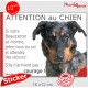 Beauceron Arlequin, Sticker humour "Attention au Chien, montre, jetez-vous au sol et attendez secours" autocollant photo