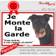 Beauceron, plaque portail ECO "Je Monte la Garde, risques périls" panneau simple, pas cher mais durable Berger Beauce Bas-rouge