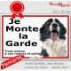 Border Collie, plaque portail ECO "Je Monte la Garde, risques périls" panneau simple, pas cher mais durable