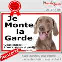Braque de Weimar, plaque portail ECO "je Monte la Garde, risques Périls" 24 cm LUX