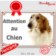 Lévrier Barzoï fauve orange et blanc, plaque portail "Attention au Chien" pancarte panneau photo