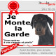 Dobermann, plaque portail ECO "Je Monte la Garde, risques périls" panneau simple, pas cher mais durable