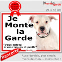 Dogue Argentin, plaque extérieure ECO "je Monte la Garde, risques Périls" 24 cm LUX