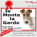 Fox-Terrier, plaque extérieure ECO "je Monte la Garde, risques Périls" 24 cm LUX