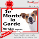Jack Russell, plaque extérieure ECO "je Monte la Garde, risques Périls" 24 cm LUX