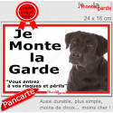 Labrador noir, plaque extérieure ECO "je Monte la Garde, risques Périls" 24 cm LUX