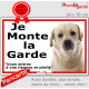 Labrador sable, plaque portail ECO "Je Monte la Garde, risques périls" panneau simple, pas cher mais durable Retriever