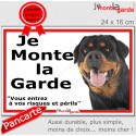 Rottweiler, plaque extérieure ECO "je Monte la Garde, risques Périls" 24 cm LUX