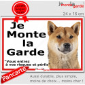 Shiba-Inu, plaque extérieure ECO "je Monte la Garde, risques Périls" 24 cm LUX