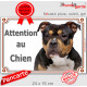 American Bully tricolore noir et feu Tête, plaque portail extérieur "Attention au Chien" pancarte rue panneau entrée photo porte