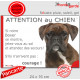 Boxer bringé tête, plaque portail extérieur humour "Attention au Chien, montre, Jetez Vous au Sol, courage" pancarte photo
