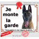 Berger Belge Malinois Tête, Plaque portail extérieur "Je Monte la Garde, risques périls" panneau photo pancarte attention chien